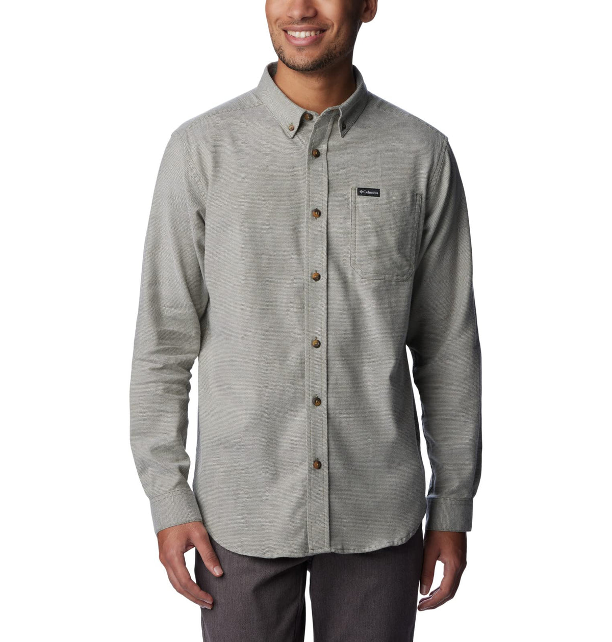 Columbia Men's Rapid Rivers II Long Sleeve Shirt, Stone Green Oxford, Medium