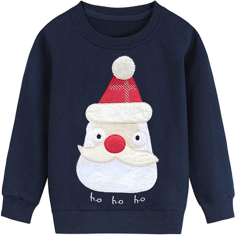 LXKA Boys Kids Christmas Xmas Jumper Sweatshirt Toddler Santa Claus Tops Baby Long Sleeve T-Shirts Crew Neck Cotton Casual Winter Clothes for 2-3 Years