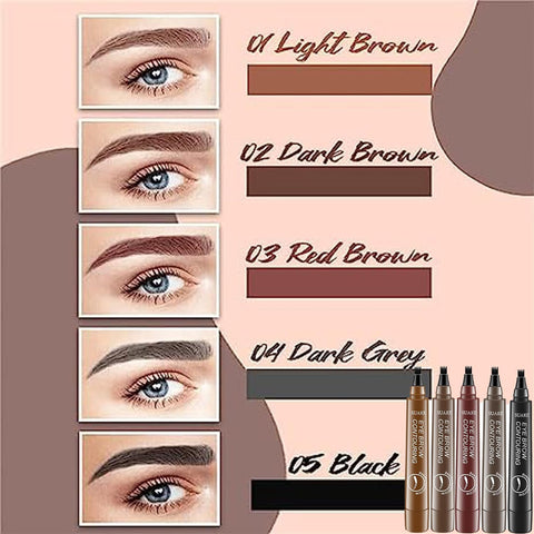Generic Magic Eyebrow Pencil,3D Waterproof Microblading Eyebrow Pencil Contouring Pen, 4 Tipped Precise Brow Pen(5 colors)