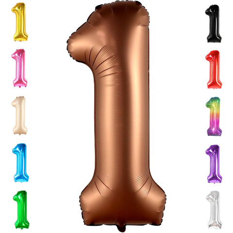 KatchOn, Brown 1 Balloon Number - 40 Inch, Helium Supported | Brown One Balloon for First Birthday | Number 1 Balloons for 1st Birthday | 1st Birthday Balloon, 1st Birthday Party Supplies