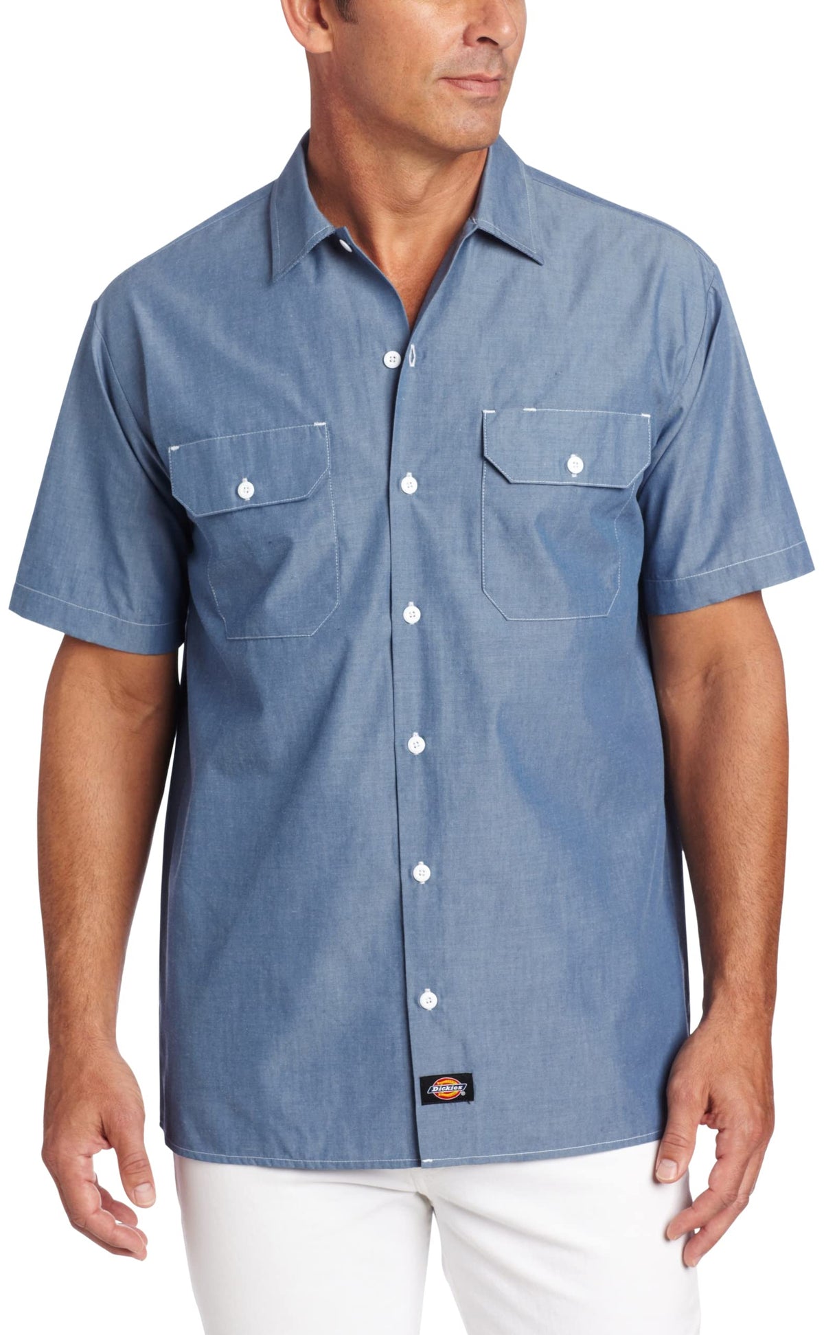 Dickies Men's Big Short Sleeve Shirt, Blue Chambray, XX-Large