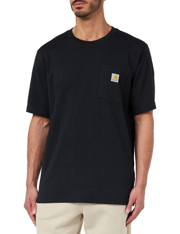 Carhartt Men's Relaxed Fit Heavyweight Short-Sleeve K87 Pocket T-Shirt, Black, XL