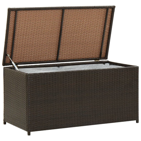 vidaXL Outdoor Patio Storage Box with Water-Resistant Liner, Durable Poly Rattan Construction, Elevated Design, Brown - 39.3"x19.6"x19.6"