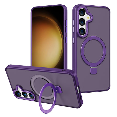 2NSPDRGNI Magnetic Case Compatible with Samsung Galaxy S23 Plus,Translucent Matte Back Non-slip Phone Cover Protective Shockproof with Stand,Purple