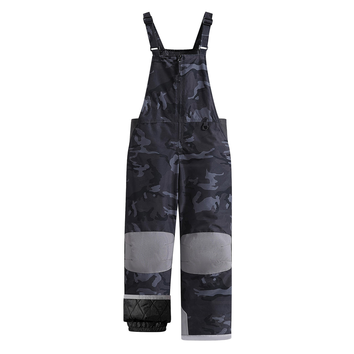 WULFUL Kids Ski Bib Pants Waterproof Boys Girls Winter Snow Pants Grey Camo