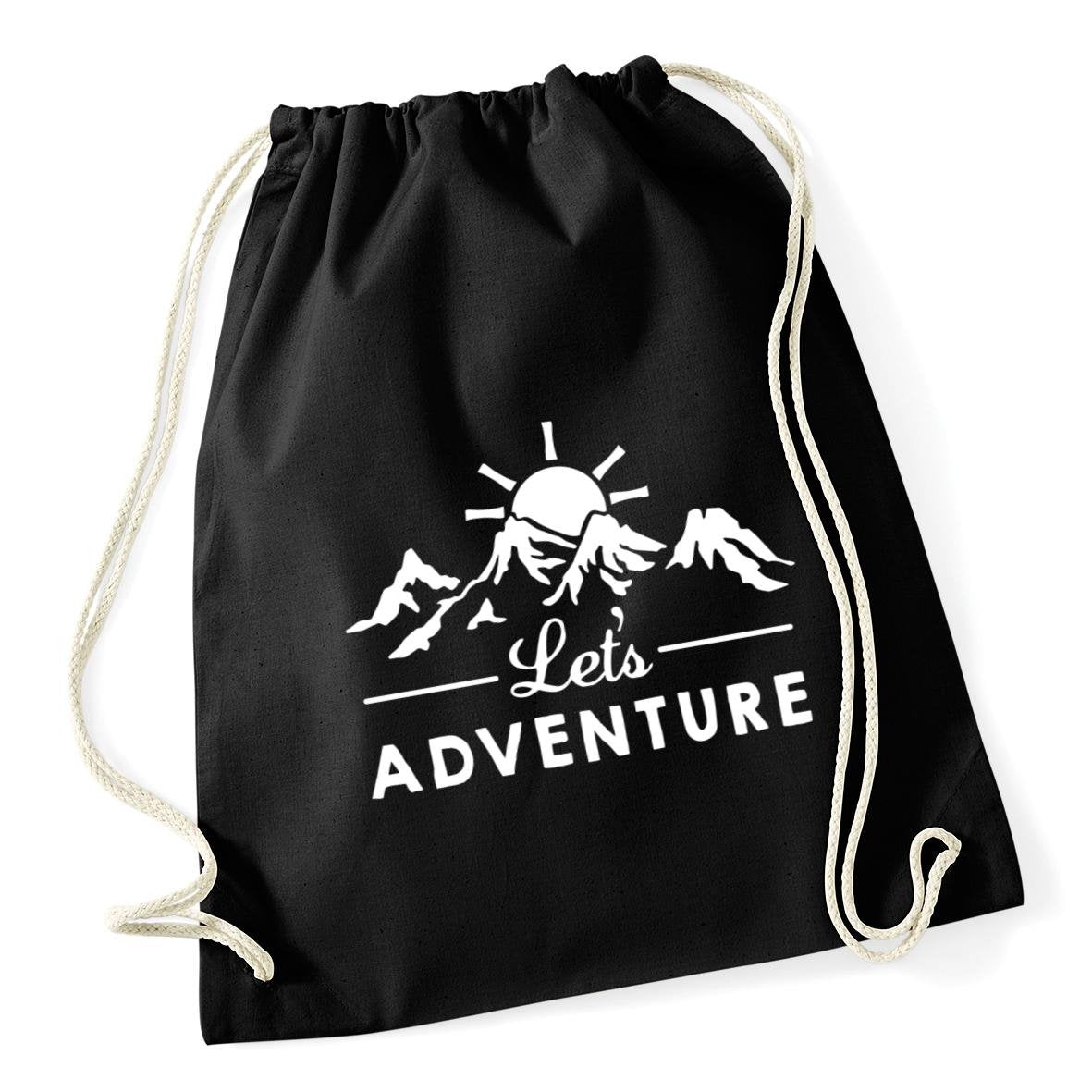 HippoWarehouse Let's Adventure Drawstring Cotton School Gym Kid Bag Sack 37cm x 46cm, 12 litres