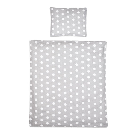Baby Comfort 2 Piece Toddler Duvet Cover & Pillowcase 80x70 cm Set for Crib, Cradle or Pram (Polka Dots Grey)