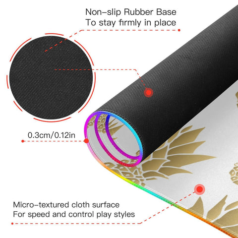 Gold Pineapple Wireless Charging Mouse Pad for Mobile Phone Extra Large Gaming Mousepad with 13 Lighting Modes Keyboard Mat for Gaming MacBook PC Laptop Desk Office Home