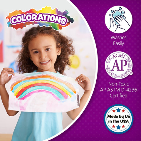 Colorations Washable Tempera Paint, Set of 6 Colors, Non Toxic Paint, Vibrant Paint, Tempera Kids Paint, Craft Paint, Paint for Children, Kids Paint, Art Supplies, Paint Set, Washable Paint