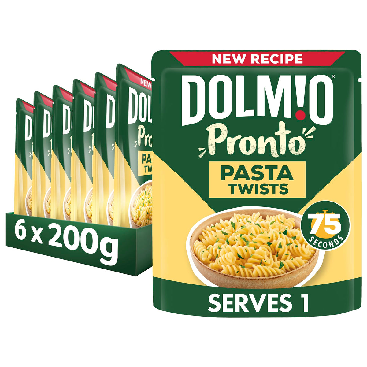 Dolmio Pasta Twists Microwave Fusili Pasta, Bulk Multipack 6 x 200g pouches