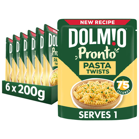 Dolmio Pasta Twists Microwave Fusili Pasta, Bulk Multipack 6 x 200g pouches