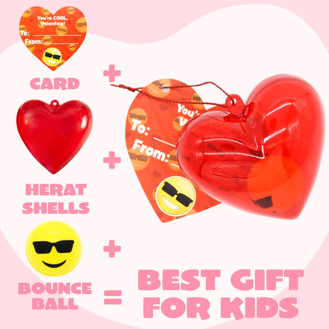 JOYIN 30 Pcs Valentine's Day Bouncy Ball with Filled Hearts for Kids Valentine Classroom Exchange, Kids Bouncy Balls for Class Exchange, Gift & Game Prize