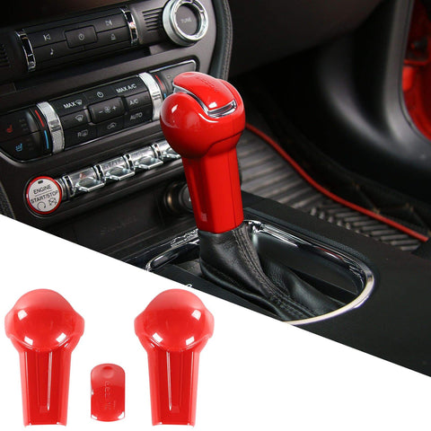 JeCar Gear Shift Knob Cover Trim for Ford Mustang 2015 2016 2017 2018 2019 2020 (Red)