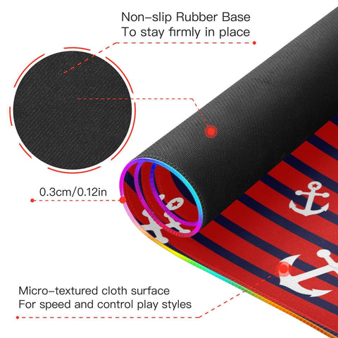 Anchors Wireless Charging Mouse Pad for Mobile Phone Extra Large Gaming Mousepad with 13 Lighting Modes Keyboard Mat for Office Home Gaming MacBook PC Laptop Desk