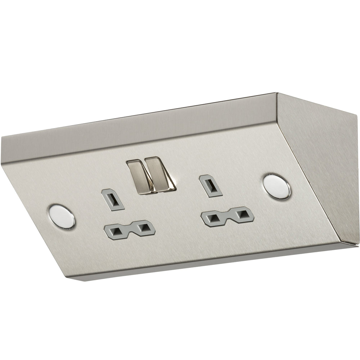 Knightsbridge SKR008 13A 2G Mounting DP Switched Socket - Stainless Steel with Grey Insert, Silver