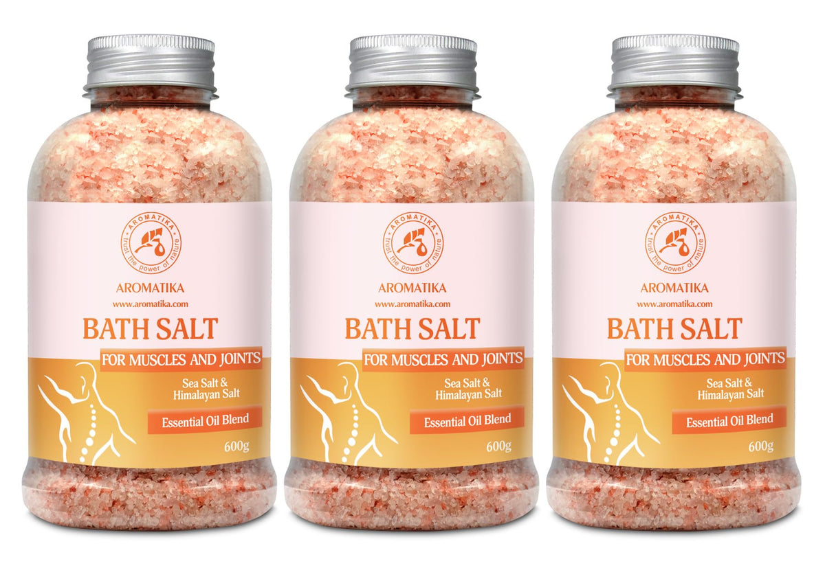Bath Salt Set Joint & Muscle 3?600g - Bath Salt with Essential Oils Lavender & Sage & Rosemary - Sea Salt and Himalayan Salt - Natural Bath Salt - Good for Bath - Relaxation - Body Care