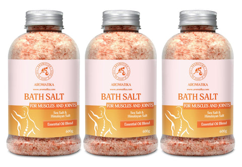 Bath Salt Set Joint & Muscle 3?600g - Bath Salt with Essential Oils Lavender & Sage & Rosemary - Sea Salt and Himalayan Salt - Natural Bath Salt - Good for Bath - Relaxation - Body Care