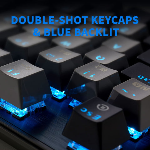Hexgears GK715 Mechanical Gaming Keyboard 104 Keys, Kailh Box Switch Wired Mechanical Keyboard with Blue Backlit, Hot-Swappable, Double Shot ABS Keycaps, Anti-Ghosting Waterproof Gaming Keyboard
