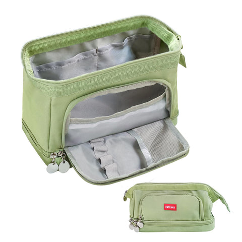 EXTFANS Pencil Case for Students, Large Capacity Adult Pencil Pouch Office Organizer, Simple Durable Multifunctional Pencil Bag for Boys,Girls, Green