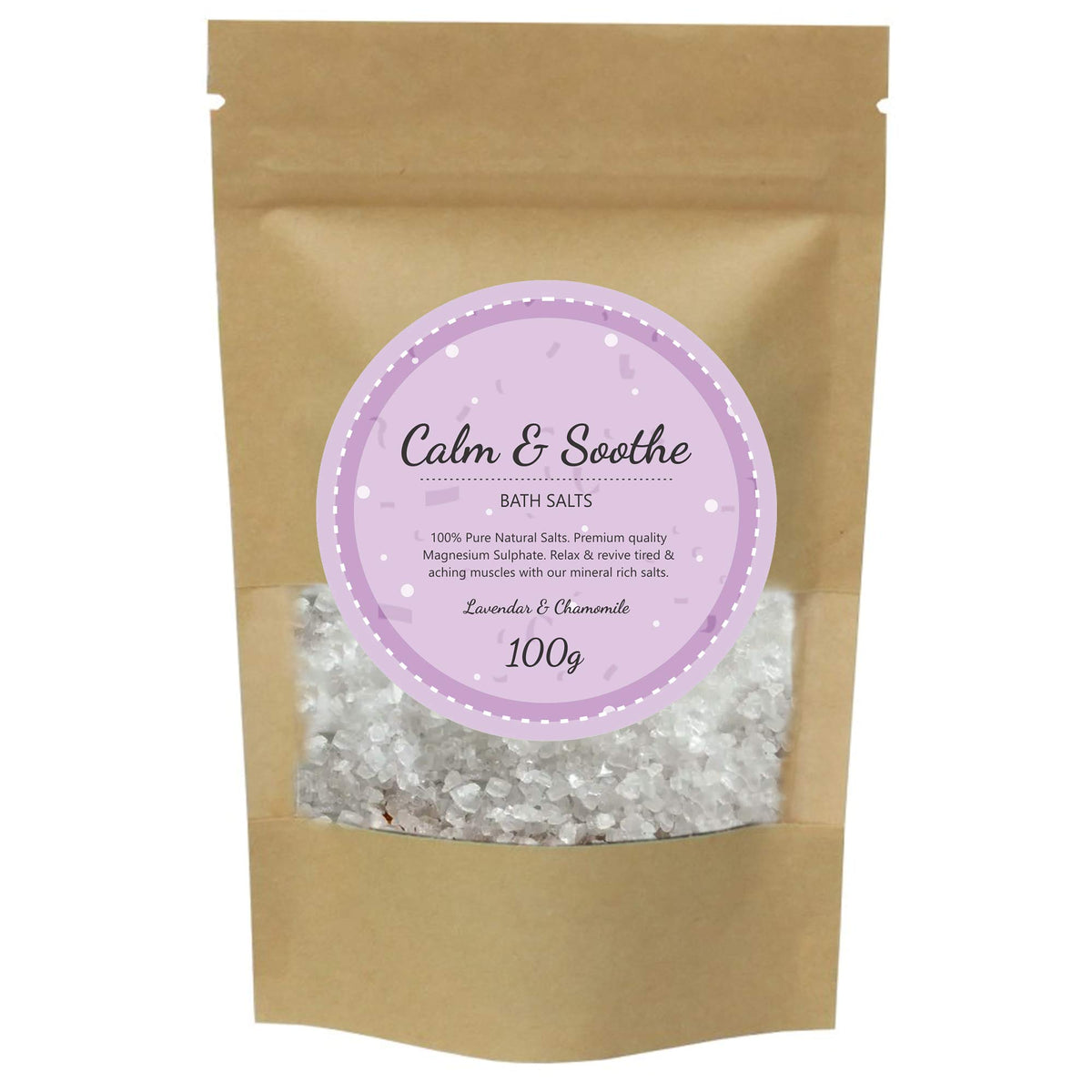 100% Pure Epsom Salts Salt | Magnesium Sulphate Bath Salt | 100g Pack by PSN | Ideal for Relieving Sore Muscles | Reduces Inflammation Scented (Calm & Smooth, 100g)
