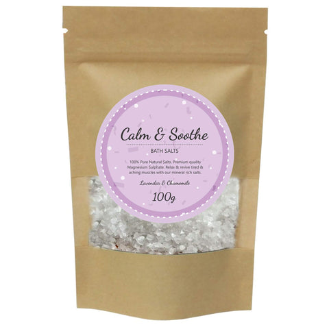 100% Pure Epsom Salts Salt | Magnesium Sulphate Bath Salt | 100g Pack by PSN | Ideal for Relieving Sore Muscles | Reduces Inflammation Scented (Calm & Smooth, 100g)