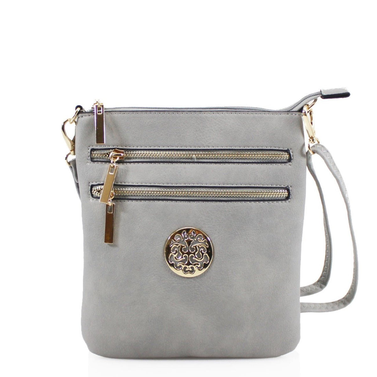 LeahWard Womens Small Cross Body Bag Qaulity Faux Leather Shoulder Bags Handbags For Holiday CW252 (L GREY H24cm x W22cm x D2cm)