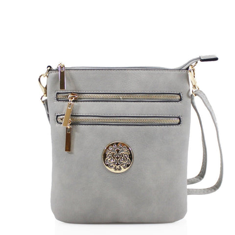 LeahWard Womens Small Cross Body Bag Qaulity Faux Leather Shoulder Bags Handbags For Holiday CW252 (L GREY H24cm x W22cm x D2cm)
