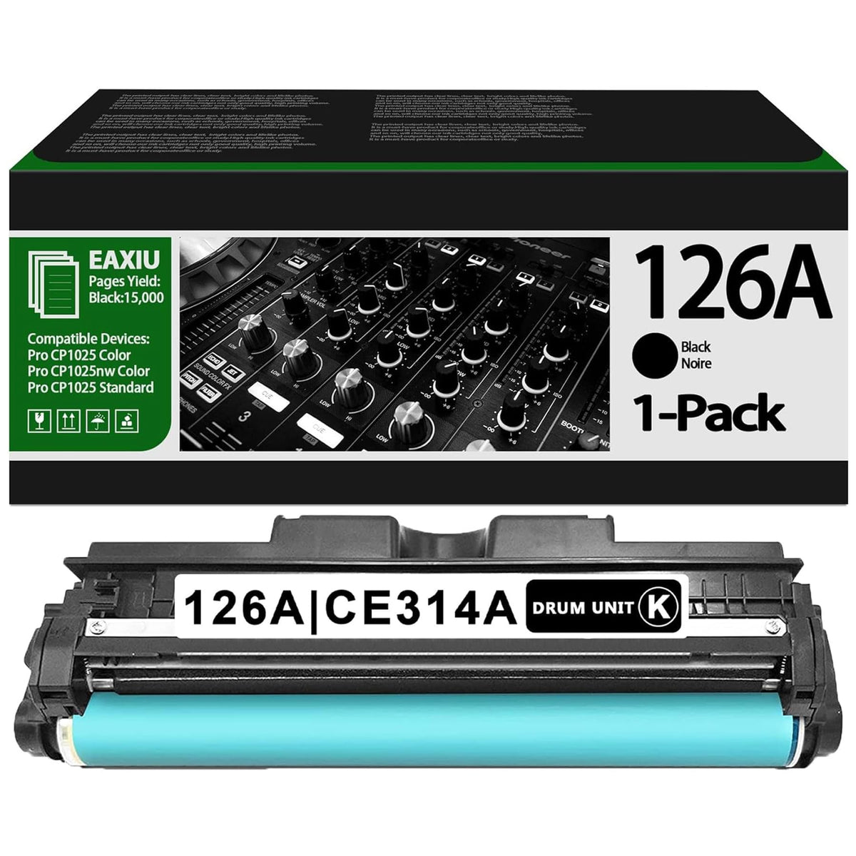 126A Black Imaging Drum CE314A (1Pack) Compatible 126A | CE314A Drum Unit Replacement for HP 126A for Color CP1025 CP1025nw CP1025 M175a M175nw M275 M177fw M176n Printer