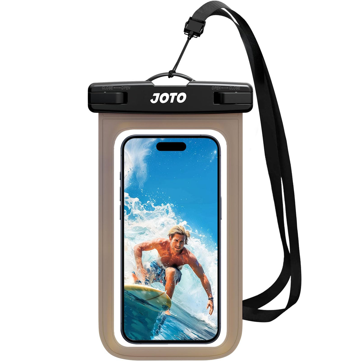 JOTO Universal Waterproof Phone Pouch Cellphone Dry Bag Case for iPhone 15 14 13 12 11 Pro Max 8 7, Galaxy S23 S22 S21, Pixel up to 7" -CrystalBlack