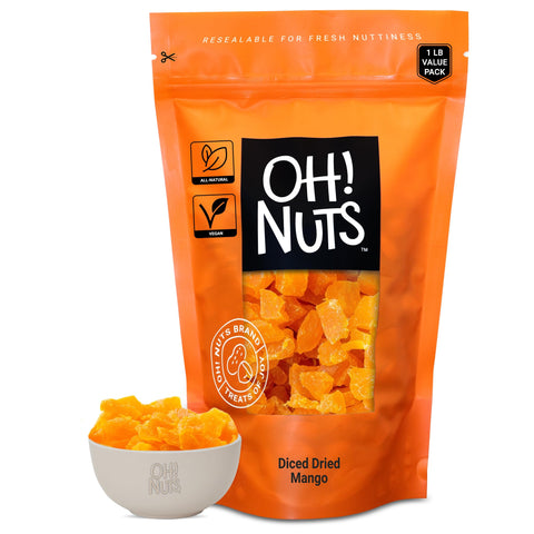 Dried Mango | 1 lb - Sweetened Dried Fruit Diced | Dehydrated Fruit Bites | Packed in New York Zip-Seal Bag for Exceptional Freshness by Oh Nuts