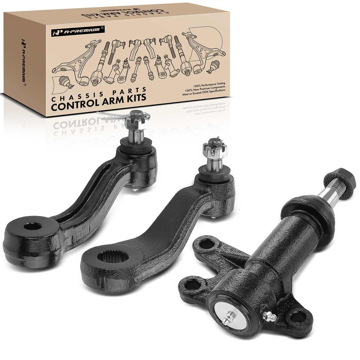 A-Premium Set of 3, Idler Arm and Bracket, Pitman Arm, Compatible with Chevrolet & Cadillac - 1993-2000 - Silverado 1500, Tahoe, Blazer, C1500/C2500/K1500/K2500 (Suburban), C3500, K3500, Escalade
