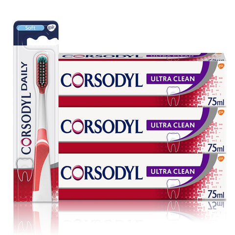 Corsodyl Gum Care Ultra Clean Toothpaste and Toothbrush Bundle