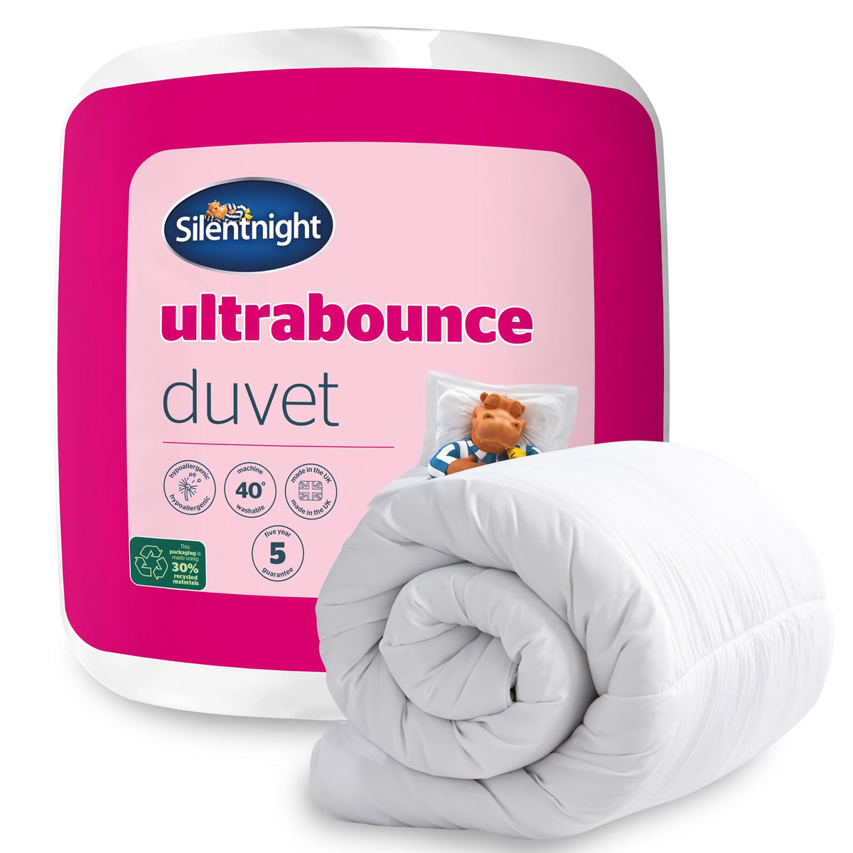 Silentnight Ultrabounce 10.5 Tog Double Duvet - All Year Duvet Quilt Ideal for Summer and Winter - Hypoallergenic and Machine Washable - Double, White