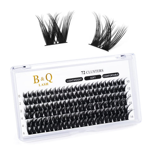 Lash Clusters C Curl 10-16MIX DIY Lash Extensions 72 Clusters Lashes C D Curl B&Q LASH Wispy Volume Lashes Eyelash Clusters Extensions Individual Lashes Cluster DIY at Home (B17,C-10-16MIX)