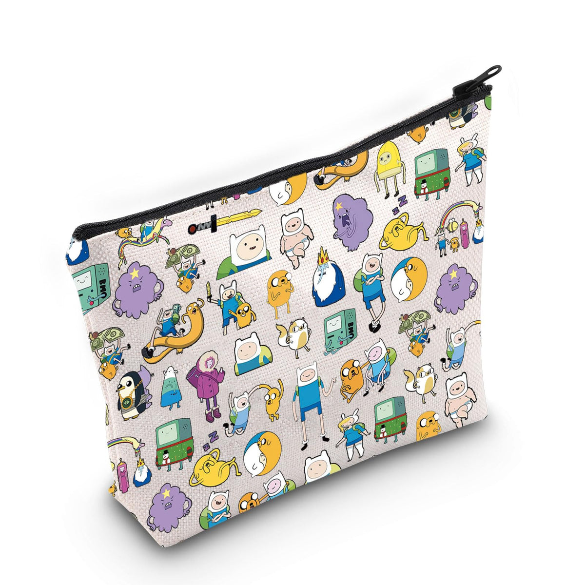 JNIAP Cartoon Finn Merch Adventure Time Gift for Animation Lover Travel Toiletry Makeup Zipper Bag, White, Cosmetic Bag
