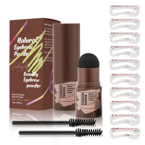 QIUFSSE Eyebrow Stencils Kit,One Step Eye Brow Stamp Stencil Kits,Long-lasting Waterproof Eyebrowcolor Stamp with 10 Reusable Shaping Kit for Perfect Eyebrow Makeup