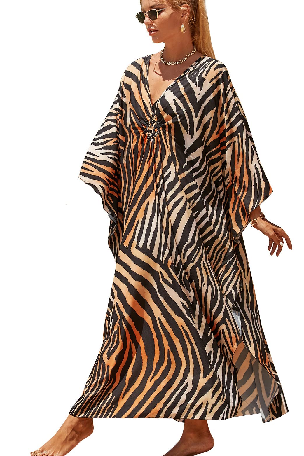 YouKD Summer Loose Caftan Bohemian Beach Bikini Cover Up Dress Plus Size Robe for Women