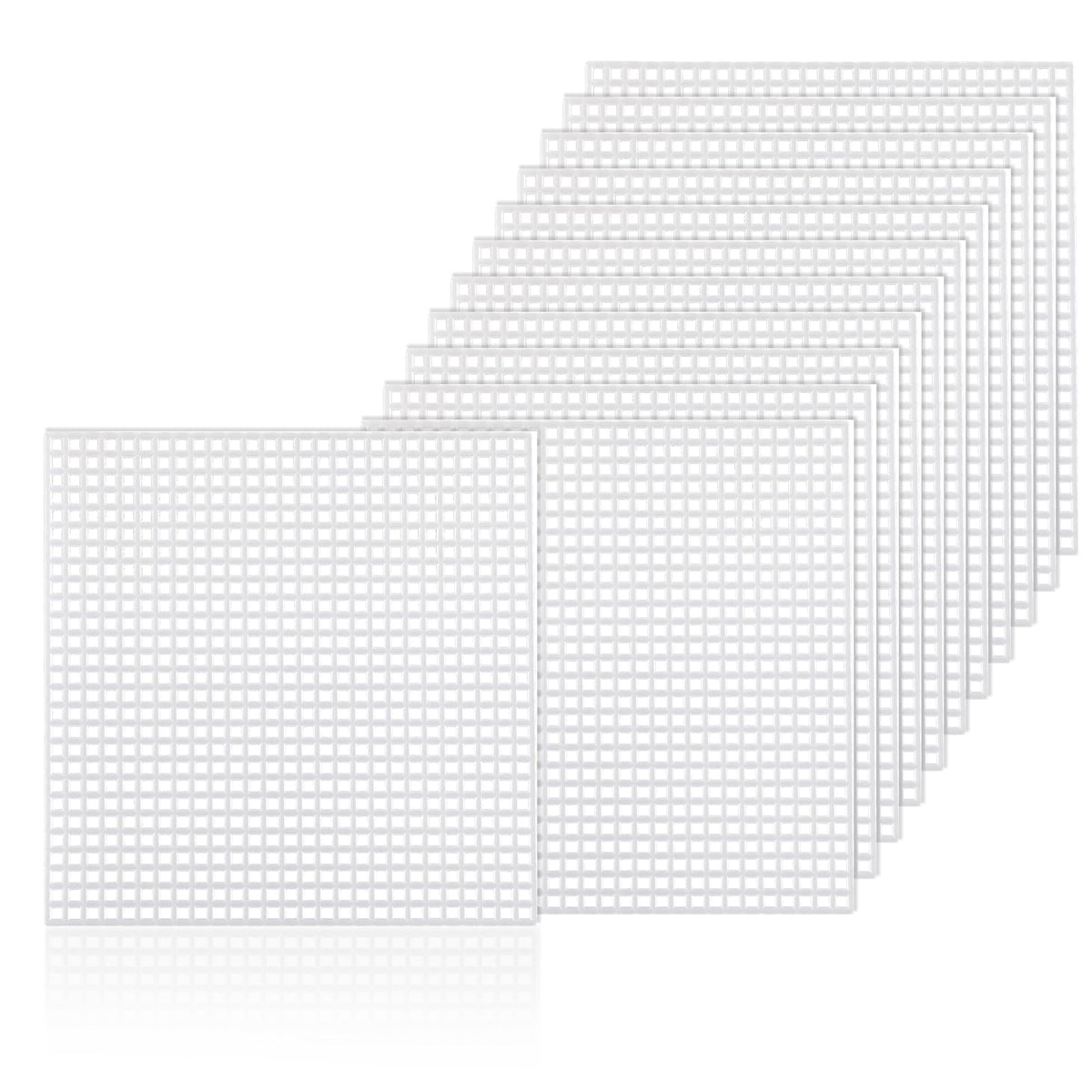 Bewudy 12 Pieces 7 Count Plastic Canvas, 4.17 x 4.17in Plastic Canvas Sheets, Plastic Mesh, Plastic Mesh Sheet Eye Mesh for Embroidery for DIY Handicraft Make Dividers (12)
