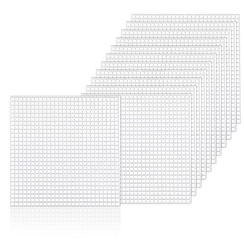 Bewudy 12 Pieces 7 Count Plastic Canvas, 4.17 x 4.17in Plastic Canvas Sheets, Plastic Mesh, Plastic Mesh Sheet Eye Mesh for Embroidery for DIY Handicraft Make Dividers (12)