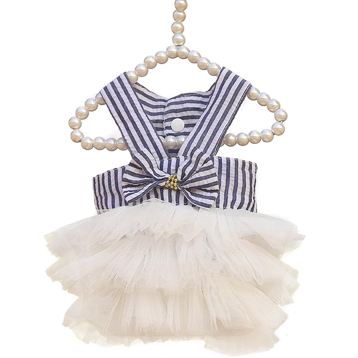 Dog Dresses, Fashion Pet Dog Outfits, Striped Mesh Puppy Dog Princess Dresses (Blue, XX-Large)