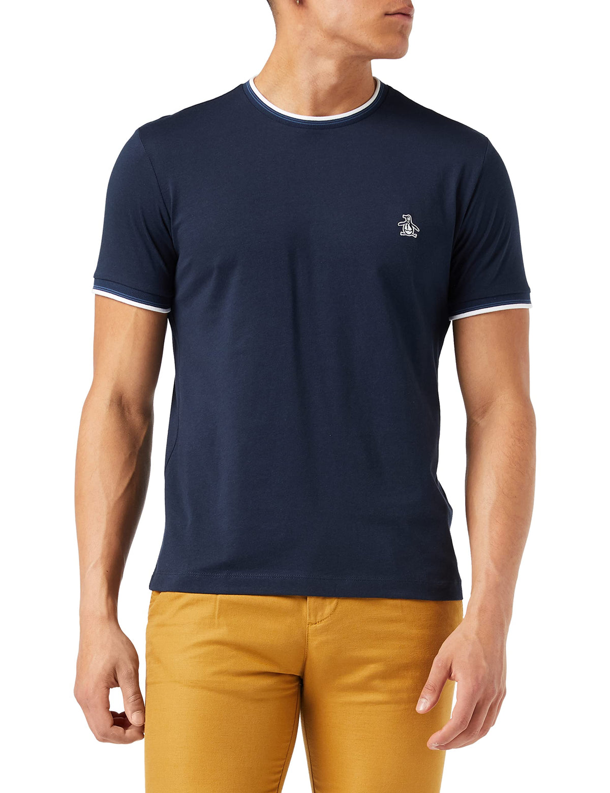 ORIGINAL PENGUIN Men's Sticker Pete Ringer Tee T Shirt, Dark Sapphire, XL UK