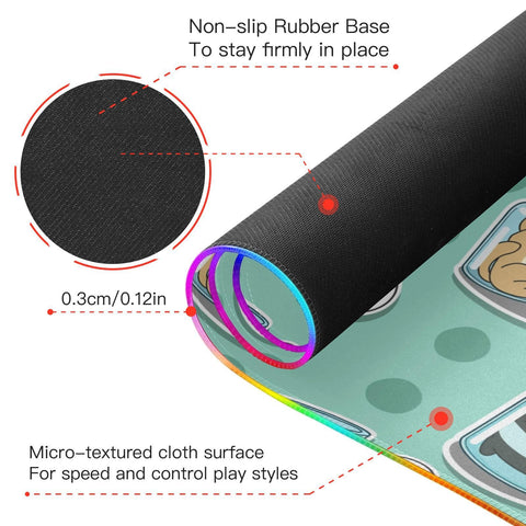 Cute Cartoon Cat Wireless Charging Mouse Pad for Mobile Phone Extra Large Gaming Mousepad with 13 Lighting Modes Computer Mat for MacBook PC Laptop Desk Office Home Gaming