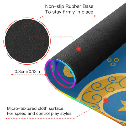 Blue Ramadan Star Moon Wireless Charging Mouse Pad for Mobile Phone Extra Large Gaming Mousepad with 13 Lighting Modes Keyboard Mat for Gaming MacBook PC Laptop Desk Home Office