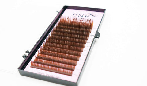 BNP Curl C 0.10 9-15mm Mix Trays Brown Volume Eyelash Extension Silk Antibicterial Lash 1 Tray (Coffee Brown)