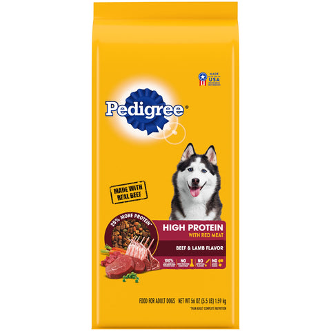 PEDIGREE High Protein Adult Dry Dog Food Beef and Lamb Flavor Dog Kibble, 3.5 lb. Bag