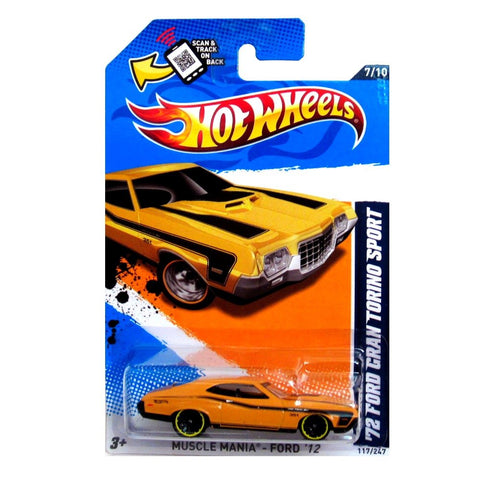 Hot Wheels 2012 Muscle Mania '72 Ford Gran Torino Sport Yellow 117/247