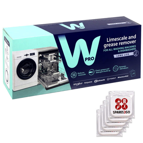 WPRO Washing Machine & Dishwasher Descaler Limescale Detergent Remover (12 x 50g Sachets + 5 x Laundry Cupboard Fresheners)
