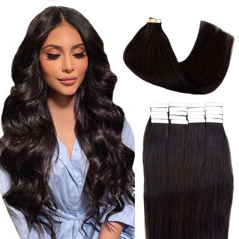 Tape in Hair Extensions Real Human Hair #2 Dark Brown Tape Hair Extensions Remy Hair Seamless Straight Full Thick Ends Tape ins Hair Extensions for Women Invisible Double Sided Tape 24 Inch 50g 20pcs