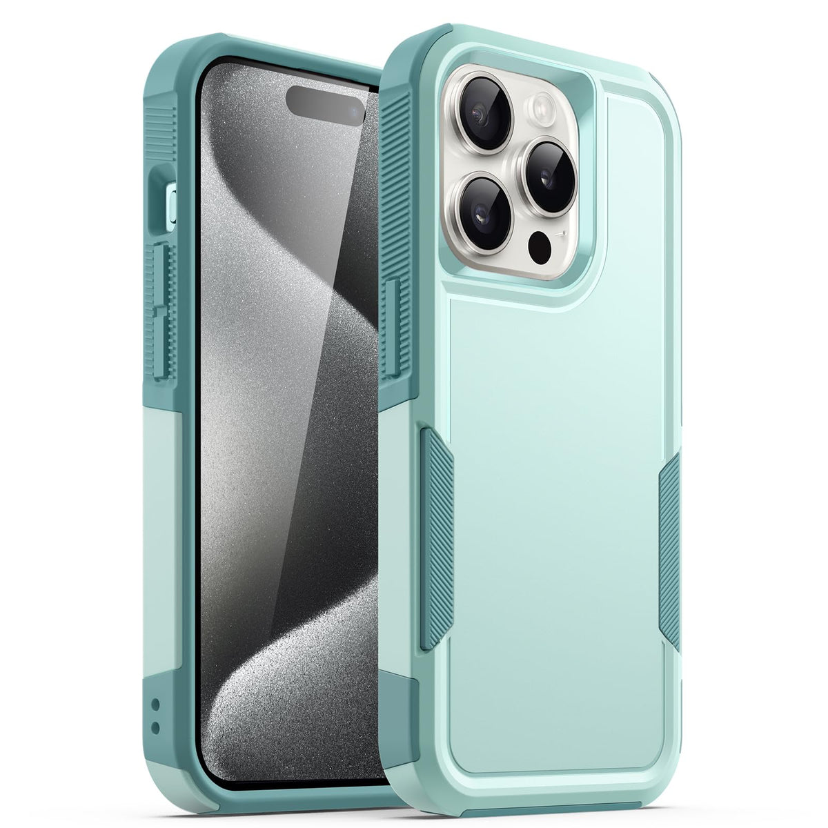 JETech Case for iPhone 15 Pro Max 6.7-Inch, Heavy Duty Dual-Layer Rugged Protection, Shockproof Protective Tough Phone Cover with Matte Back (Mint Green)