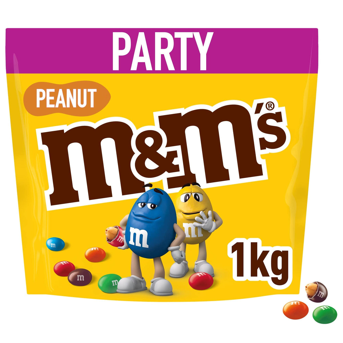 M&MS Peanut Milk Chocolate Party Bulk Bag, Chocolate Gift & Movie Night Snacks, 1kg